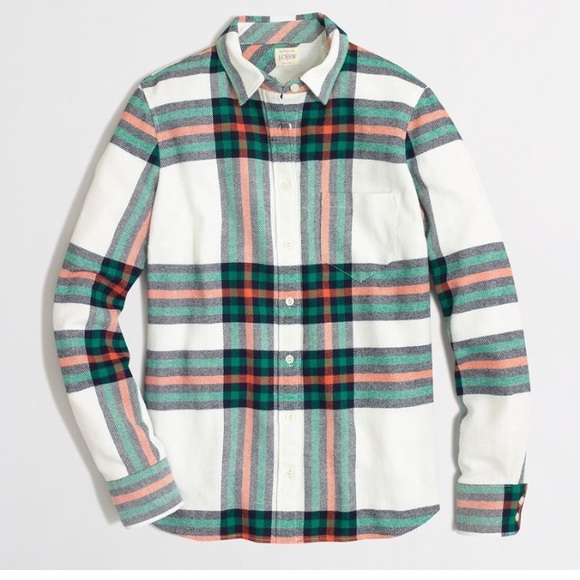 J. Crew Tops - J CREW ROCK SALT PLAID FLANNEL SHIRT
